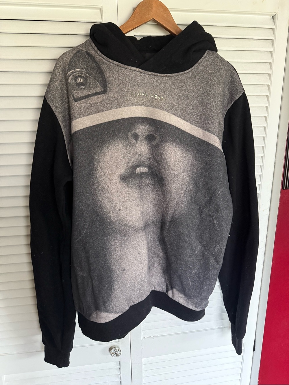 LOVE UGLY Black & Gray Graphic Crewneck Hoodie Sweater